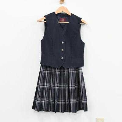 【中古】東京都 吾嬬立花中学校 女子制服 3点（ベスト・スカート）sf012168