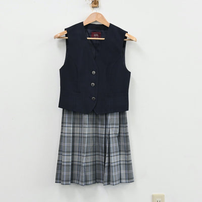 【中古】東京都 吾嬬立花中学校 女子制服 3点（ベスト・スカート）sf012168