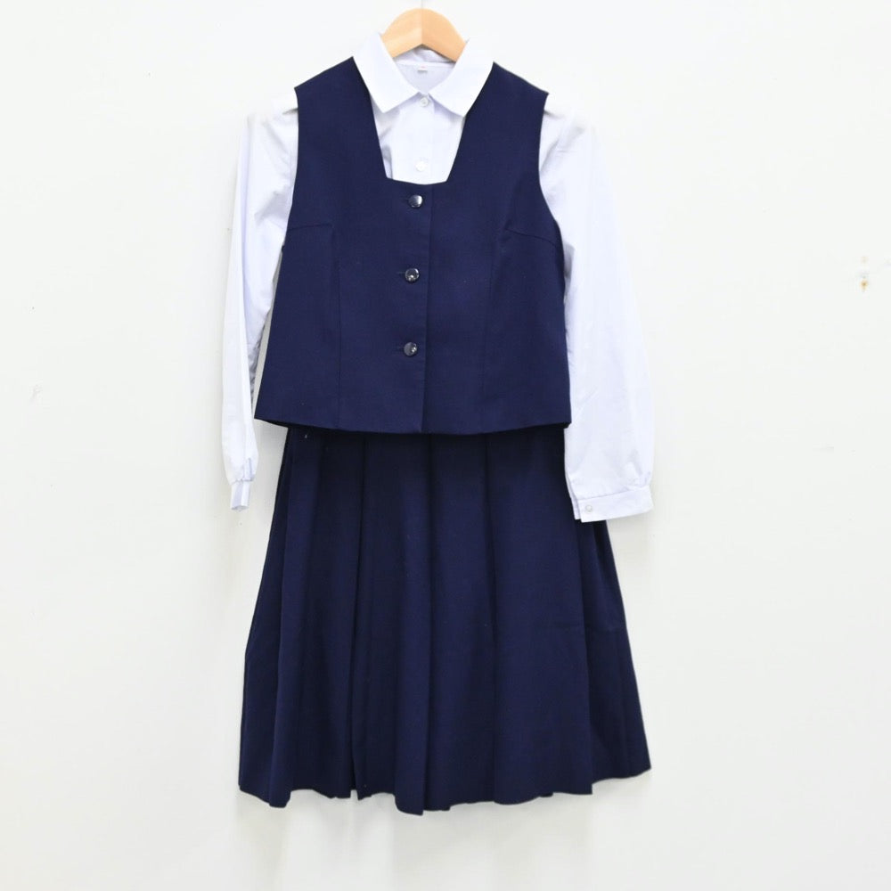 【中古】千葉県 勝田台中学校 女子制服 4点（ブレザー・シャツ・ベスト・スカート）sf012169