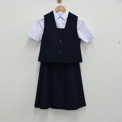 【中古】千葉県 勝田台中学校 女子制服 3点（シャツ・ベスト・スカート）sf012170