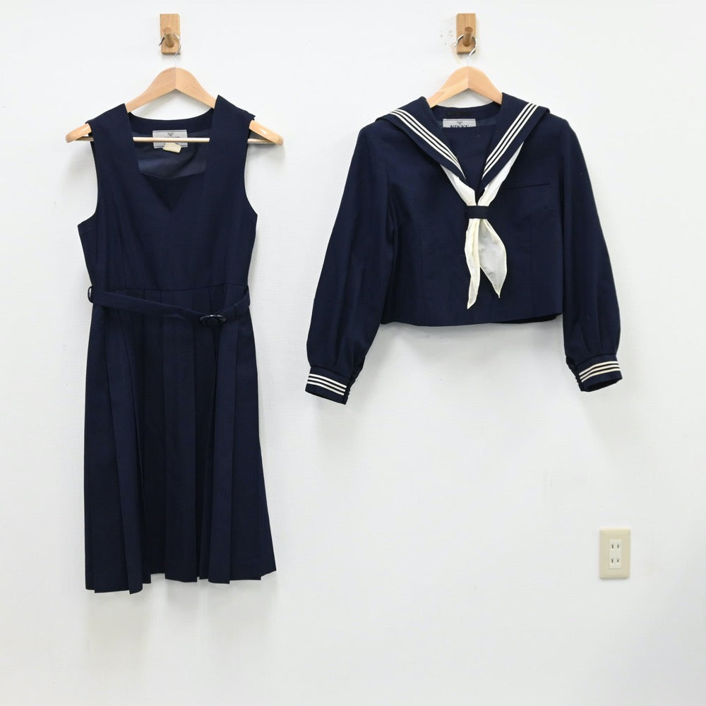 【中古】千葉県 第六中学校 女子制服 3点（セーラー服・ジャンパースカート）sf012176