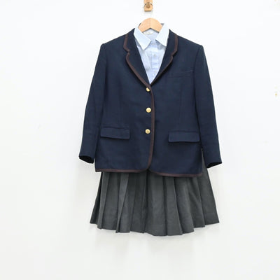 【中古】東京都 愛国学園高等学校 女子制服 4点（ブレザー・シャツ・ニット・スカート）sf012178