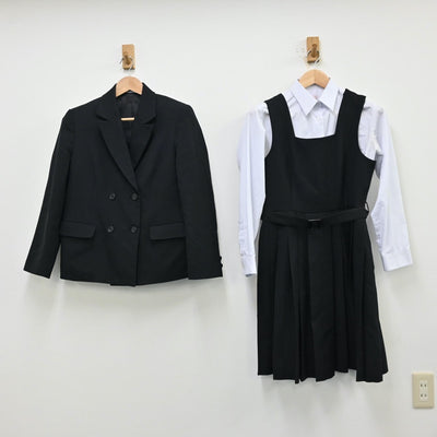 【中古】埼玉県 不動岡高等学校 女子制服 3点（ブレザー・シャツ・ジャンパースカート）sf012189