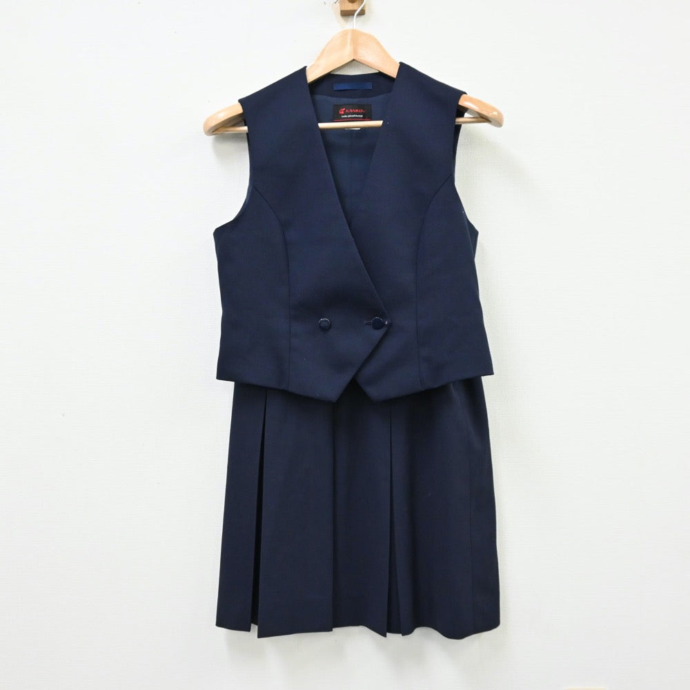 【中古】埼玉県 筑波大附属坂戸高等学校 女子制服 2点（ベスト・スカート）sf012196