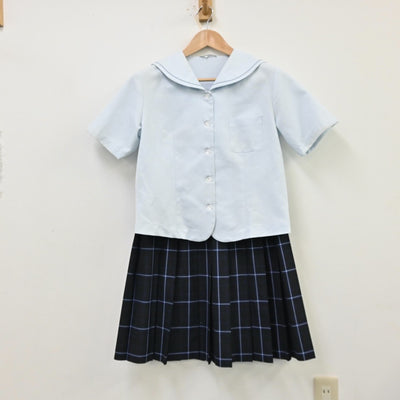 【中古】福島県 明健中学校 女子制服 3点（セーラー服・スカート）sf012213