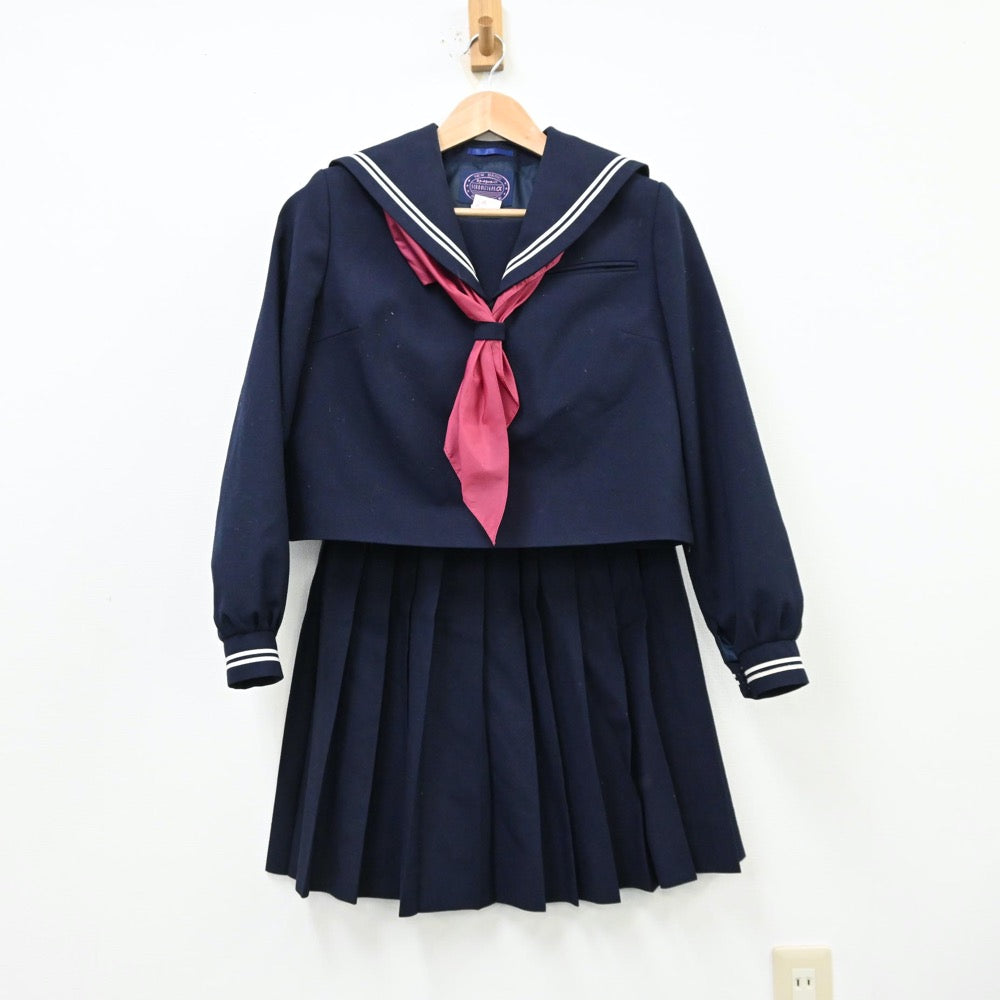 【中古】北海道 広陵中学校 女子制服 5点（セーラー服・ベスト・スカート）sf012219