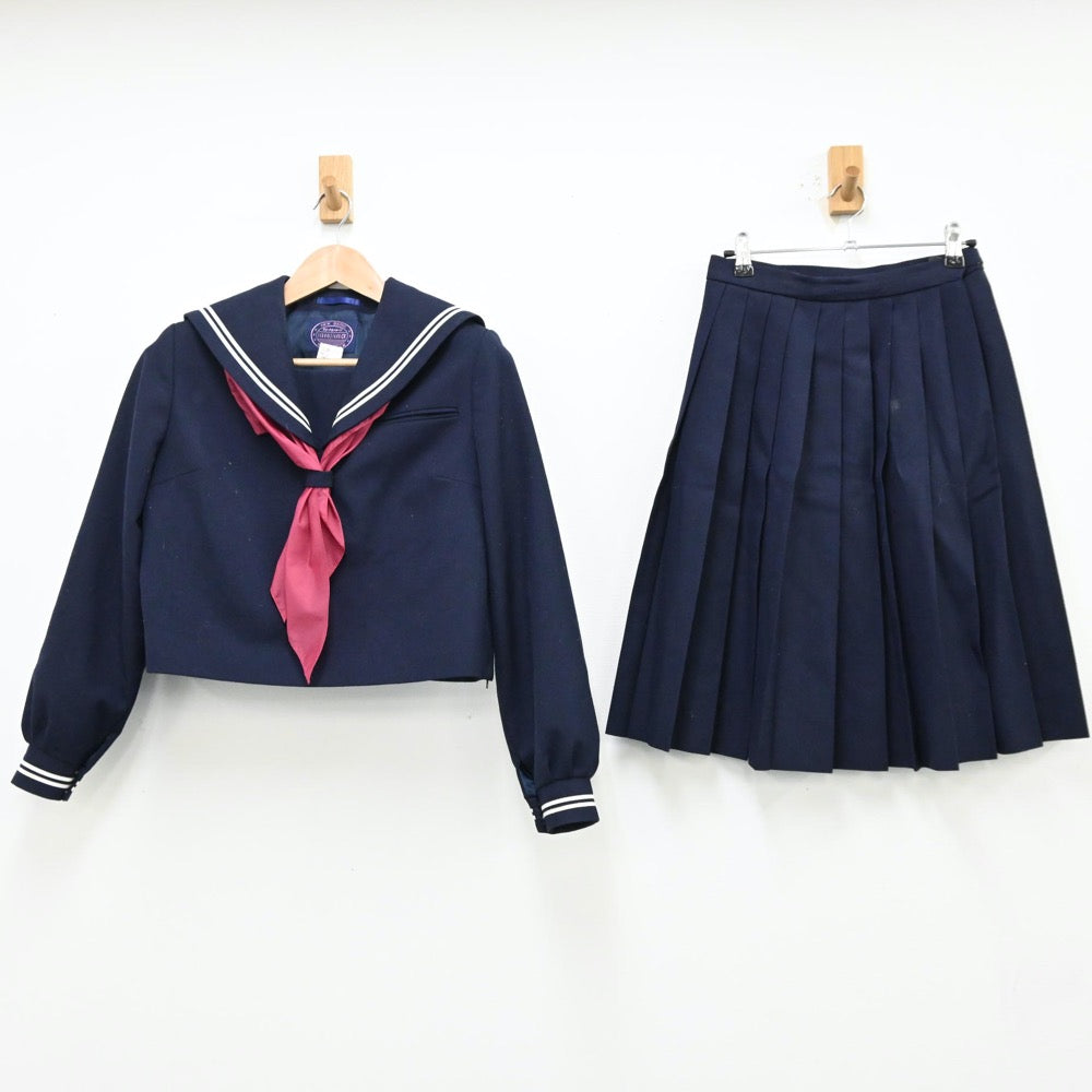 【中古】北海道 広陵中学校 女子制服 5点（セーラー服・ベスト・スカート）sf012219