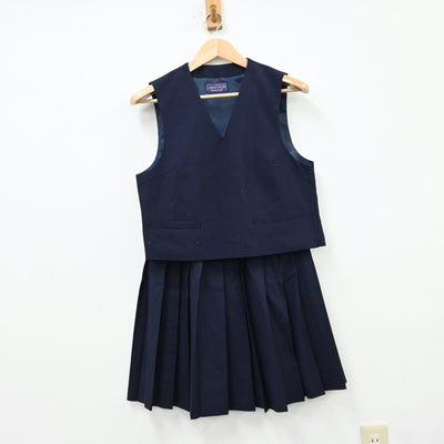 【中古】北海道 広陵中学校 女子制服 5点（セーラー服・ベスト・スカート）sf012219