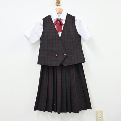 【中古】埼玉県 東中学校 女子制服 4点（シャツ・ベスト・スカート）sf012226