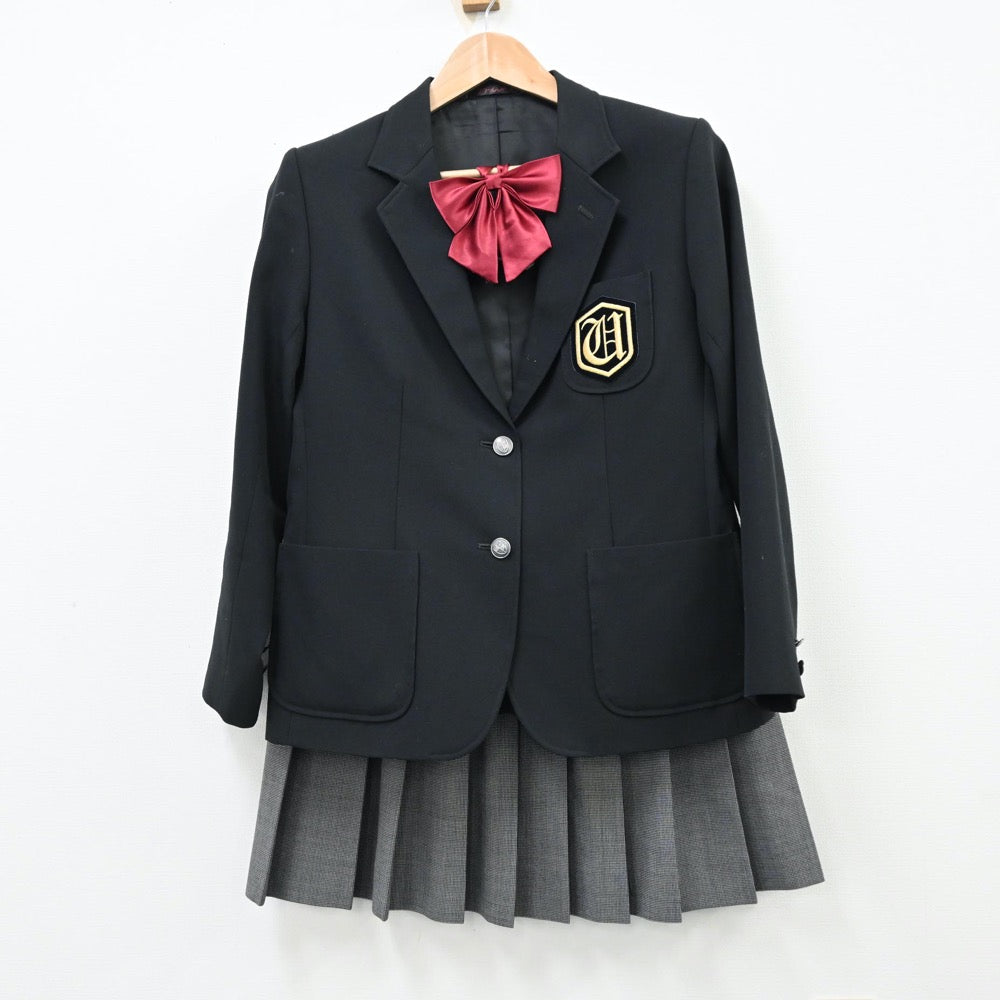 【中古】茨城県 牛久高等学校 女子制服 4点（ブレザー・ベスト・スカート）sf012237