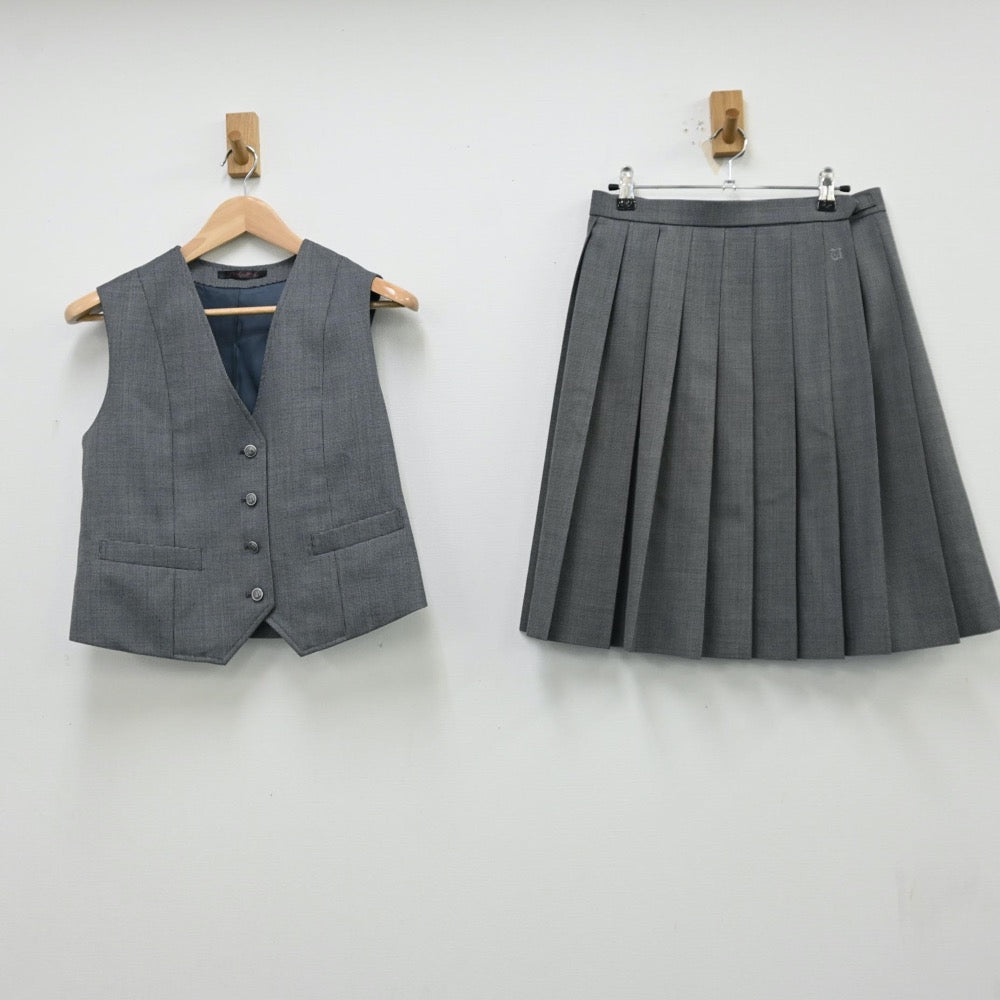 【中古】茨城県 牛久高等学校 女子制服 4点（ブレザー・ベスト・スカート）sf012237