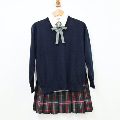 【中古】神奈川県 厚木北高等学校 女子制服 6点（ブレザー・シャツ・ニット・スカート）sf012249