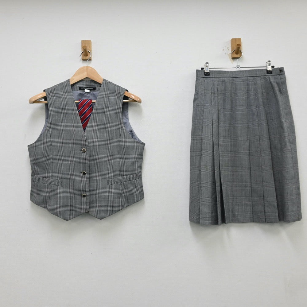 【中古】富山県 高岡商業高等学校 女子制服 3点（ベスト・スカート）sf012259