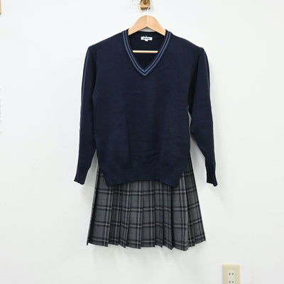 【中古】東京都 小山田中学校 女子制服 3点（ブレザー・ニット・スカート）sf012265