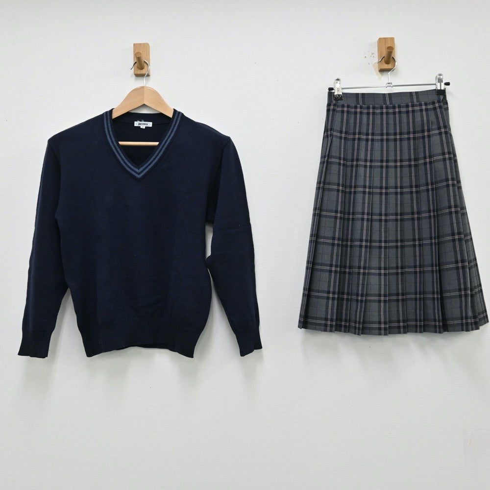 【中古】東京都 小山田中学校 女子制服 3点（ブレザー・ニット・スカート）sf012265