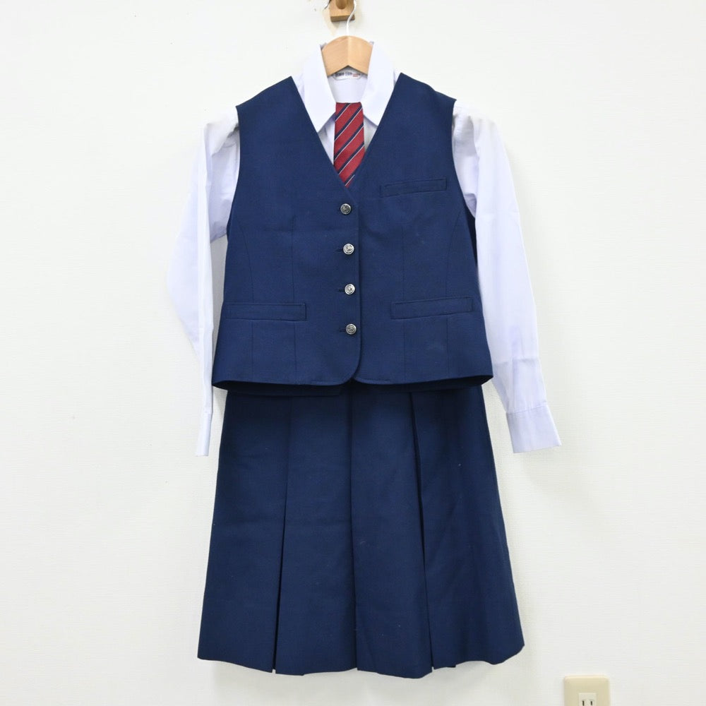 【中古】兵庫県 太山寺中学校 女子制服 5点（ブレザー・シャツ・ベスト・スカート）sf012266