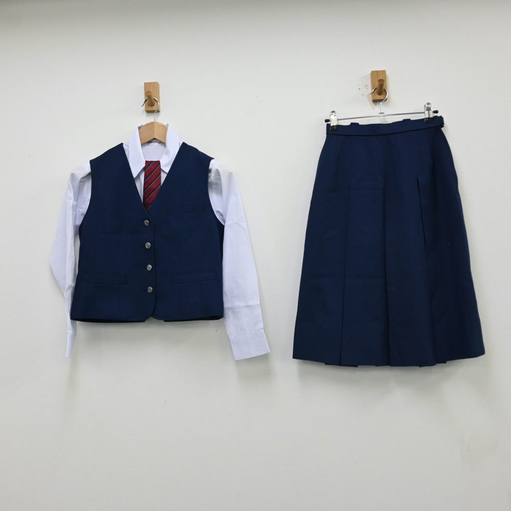 【中古】兵庫県 太山寺中学校 女子制服 5点（ブレザー・シャツ・ベスト・スカート）sf012266