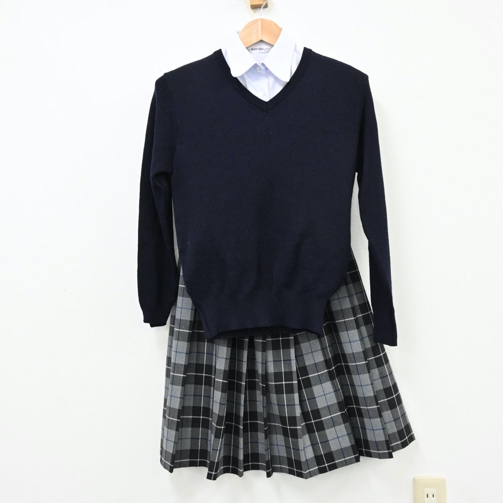 【中古】兵庫県 太山寺中学校 女子制服 3点（シャツ・ニット・スカート）sf012267