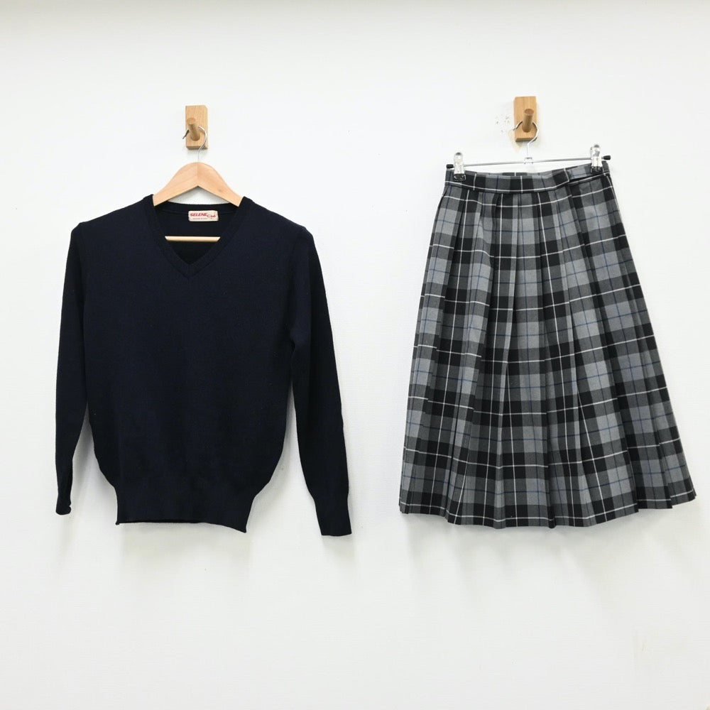 【中古】兵庫県 太山寺中学校 女子制服 3点（シャツ・ニット・スカート）sf012267