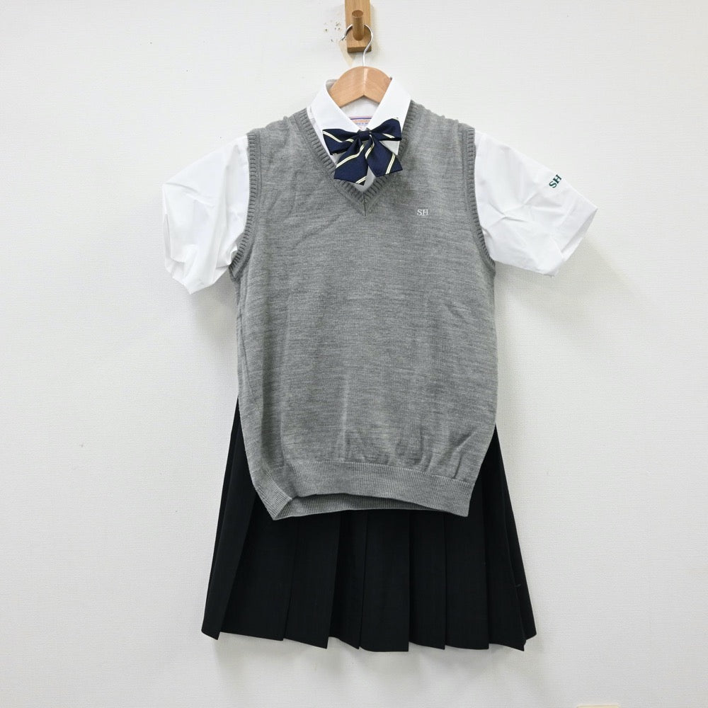 【中古】埼玉県 栄東高等学校 女子制服 5点（シャツ・ニットベスト・ベスト・スカート）sf012279