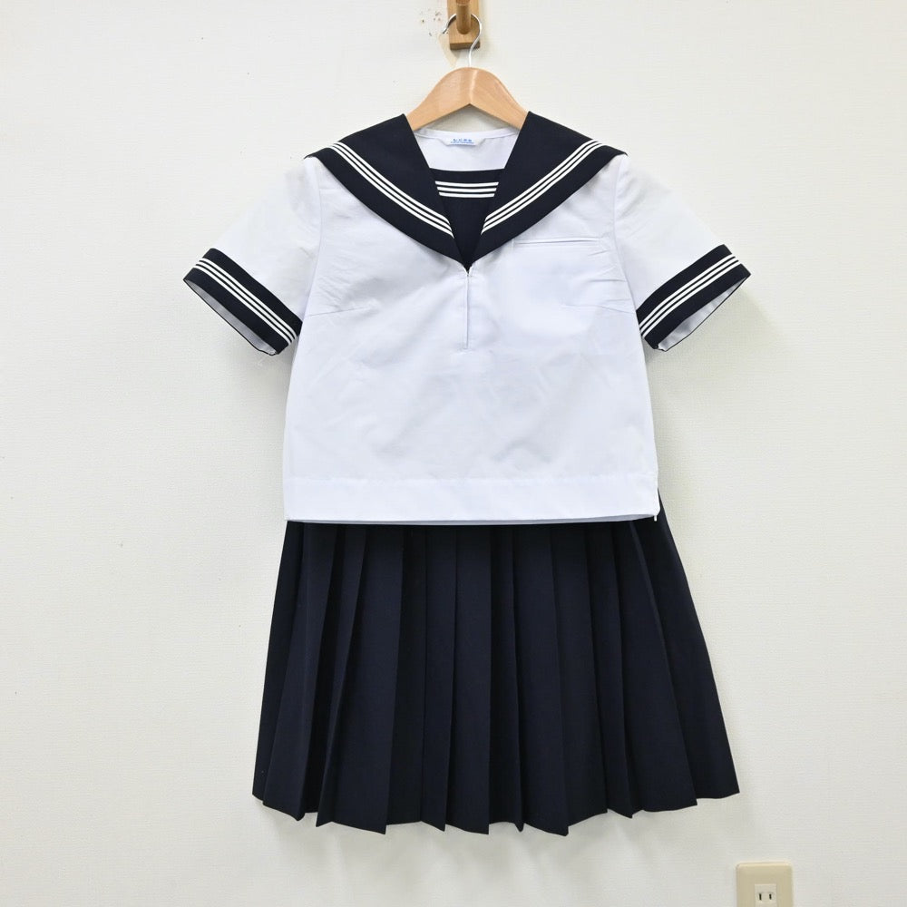 【中古】静岡県 西中学校 女子制服 2点（セーラー服・スカート）sf012286