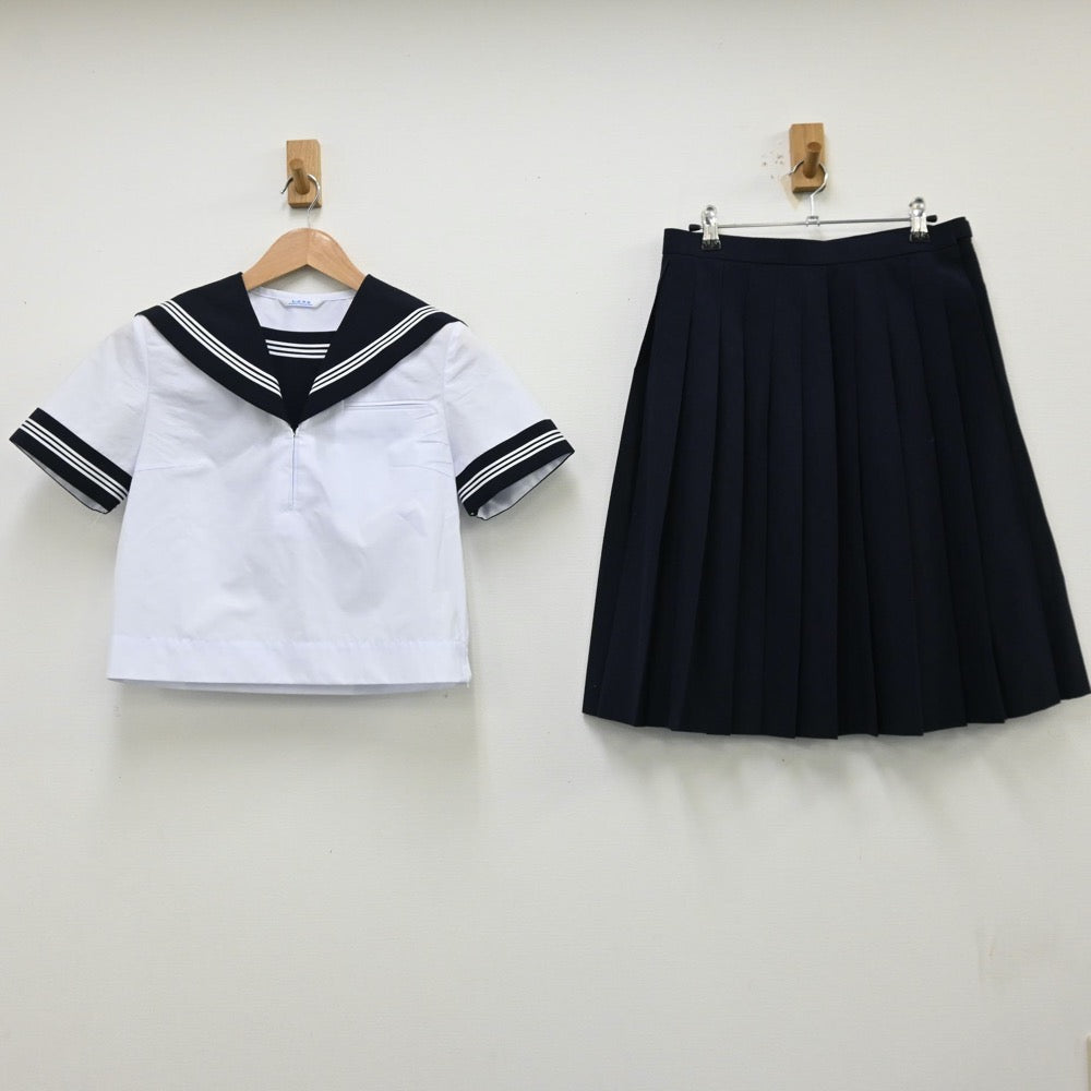 中古制服】静岡県 西中学校 女子制服 2点（セーラー服・スカート