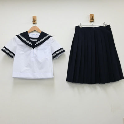 【中古】静岡県 西中学校 女子制服 2点（セーラー服・スカート）sf012286