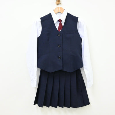 【中古】神奈川県 中原中学校 女子制服 6点（ブレザー・シャツ・ベスト・スカート）sf012288