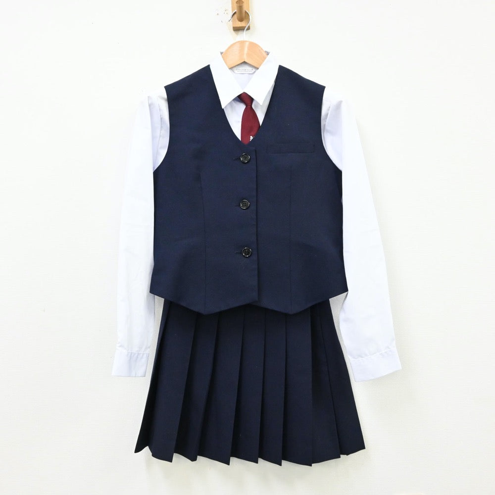 【中古】神奈川県 中原中学校 女子制服 5点（ブレザー・シャツ・ベスト・スカート）sf012289