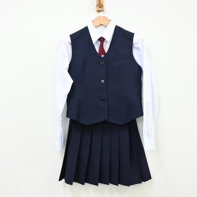 【中古】神奈川県 中原中学校 女子制服 5点（ブレザー・シャツ・ベスト・スカート）sf012290