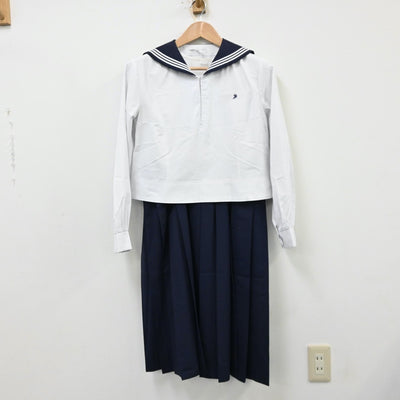 【中古】広島県 広島山陽学園山陽高等学校 女子制服 3点（セーラー服・ジャンパースカート）sf012294