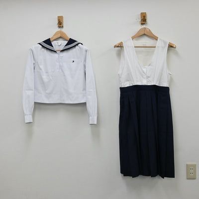 【中古】広島県 広島山陽学園山陽高等学校 女子制服 3点（セーラー服・ジャンパースカート）sf012294