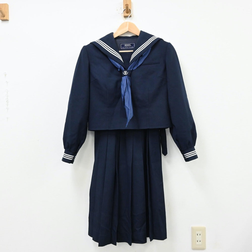 【中古】東京都 江東区立深川第六中学校 女子制服 3点（セーラー服・ジャンパースカート）sf012295