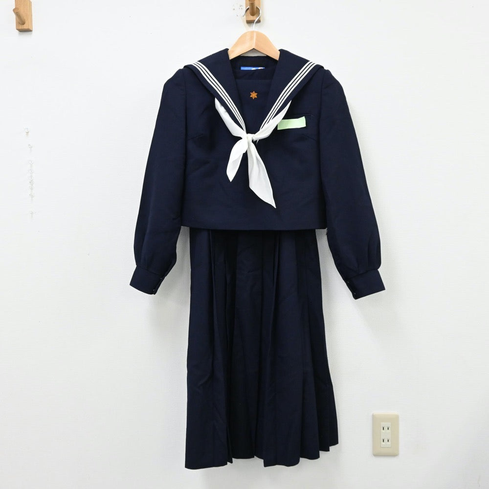 【中古】福岡県 福間東中学校 女子制服 3点（セーラー服・ジャンパースカート）sf012302