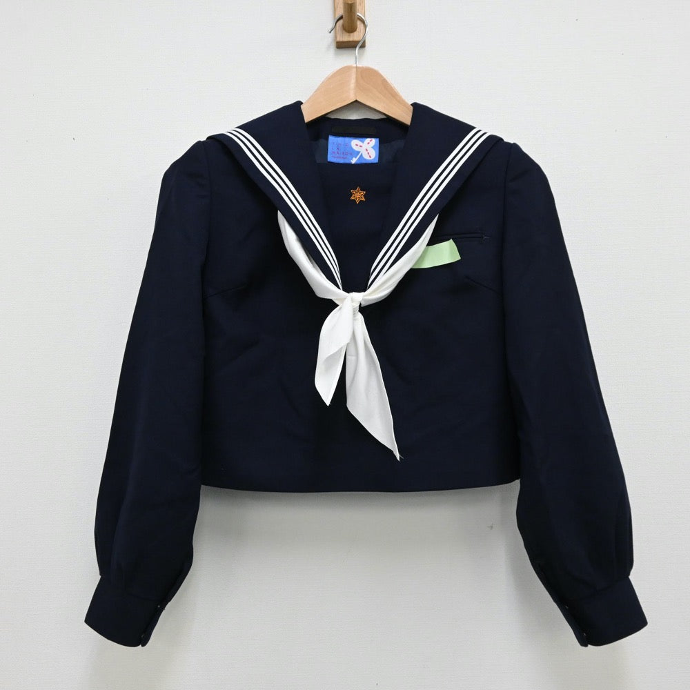 【中古】福岡県 福間東中学校 女子制服 3点（セーラー服・ジャンパースカート）sf012302