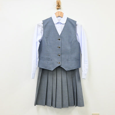 【中古】栃木県 宇都宮市立陽東中学校 女子制服 3点（ベスト・シャツ・スカート）sf012307