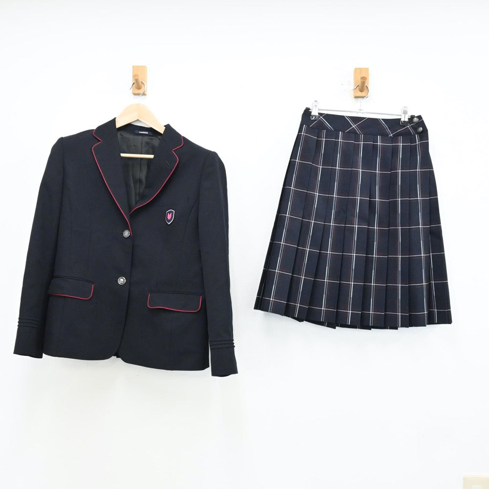 【中古】神奈川県 英理女子学院高等学校 女子制服 4点（ブレザー・ニット・シャツ・スカート）sf012312