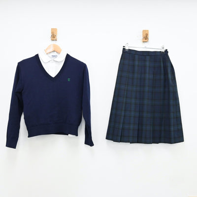 【中古】大阪府 枚方第三中学校 女子制服 3点（シャツ・ニット・スカート）sf012321