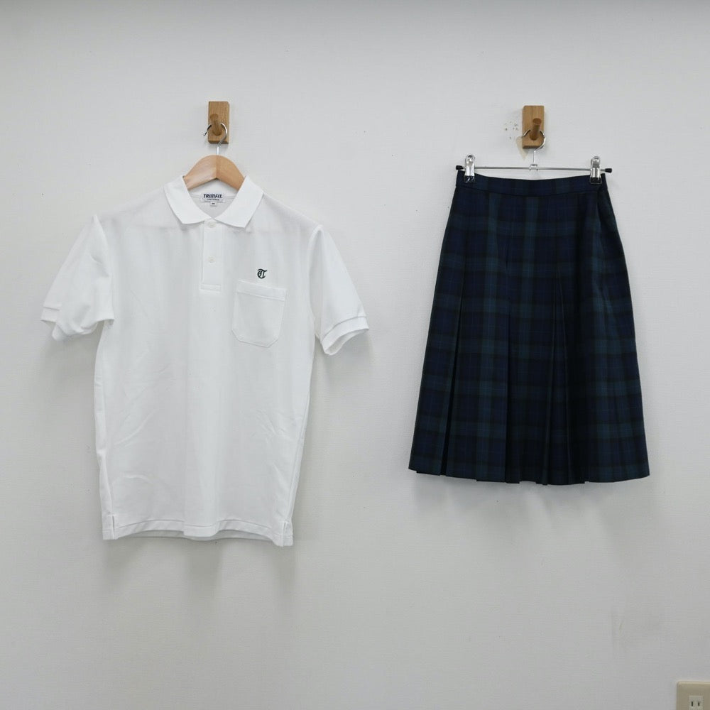 【中古】大阪府 枚方第三中学校 女子制服 3点（シャツ・スカート）sf012323