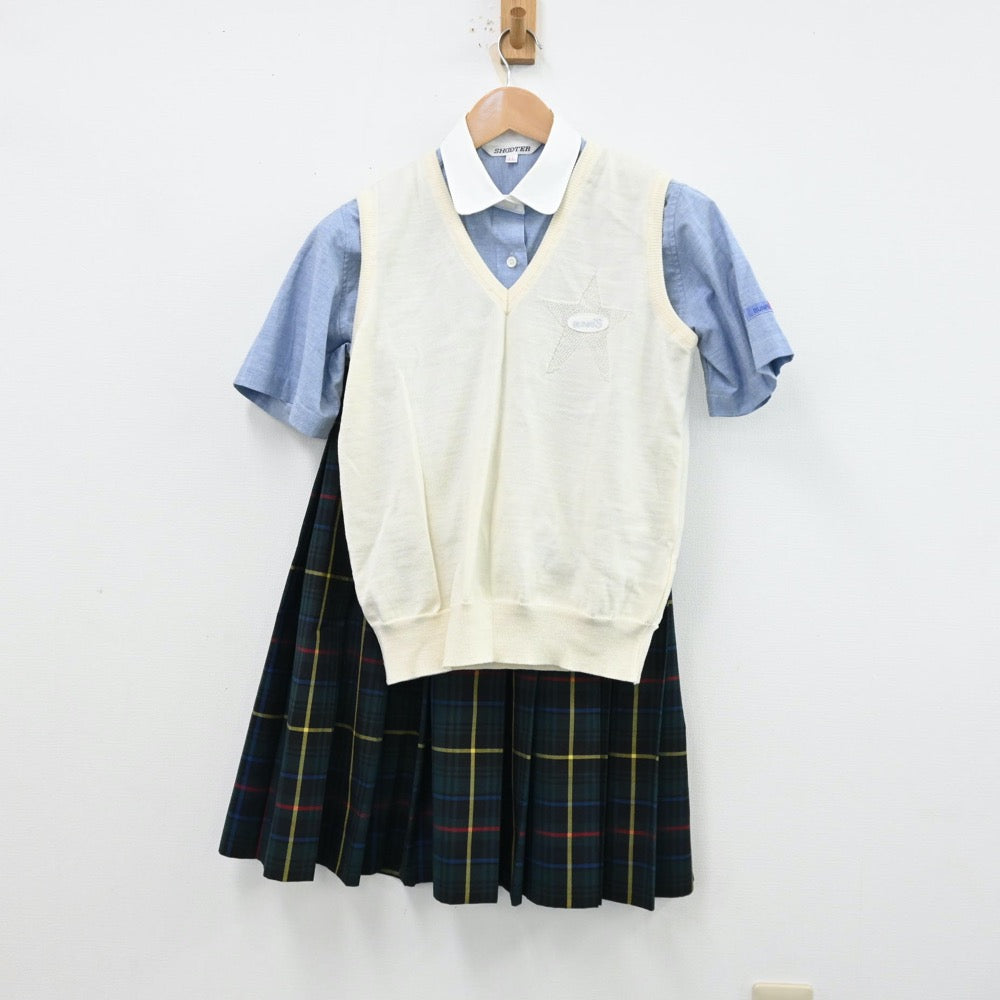 【中古】埼玉県 西武文理高等学校 女子制服 3点（シャツ・ニットベスト・スカート）sf012333