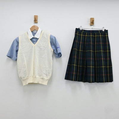 【中古】埼玉県 西武文理高等学校 女子制服 3点（シャツ・ニットベスト・スカート）sf012333