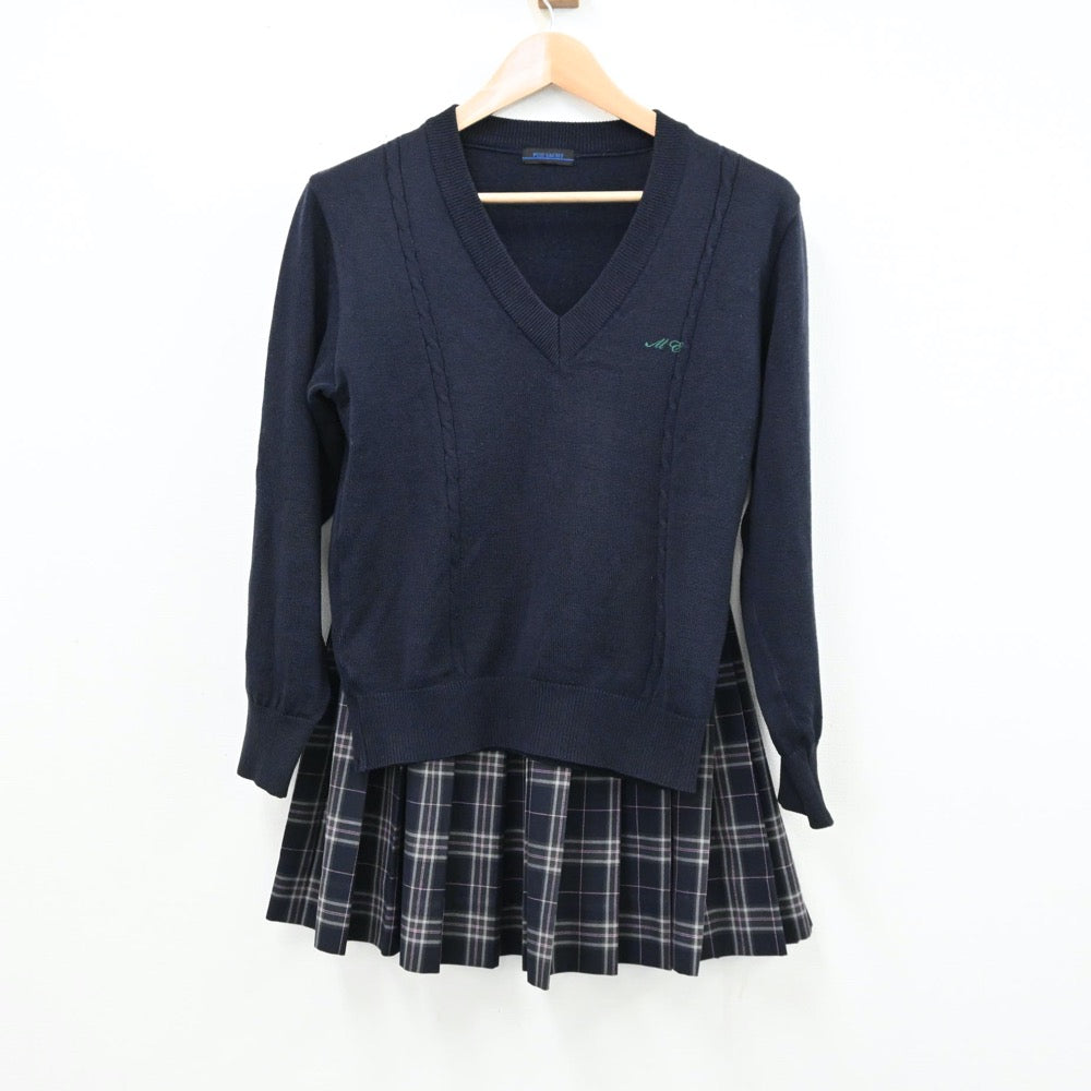 【中古】滋賀県 水口東高等学校 女子制服 2点（ニット・スカート）sf012335