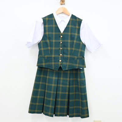 【中古】兵庫県 西宮市立上ヶ原中学校 女子制服 3点（シャツ・ベスト・スカート）sf012341