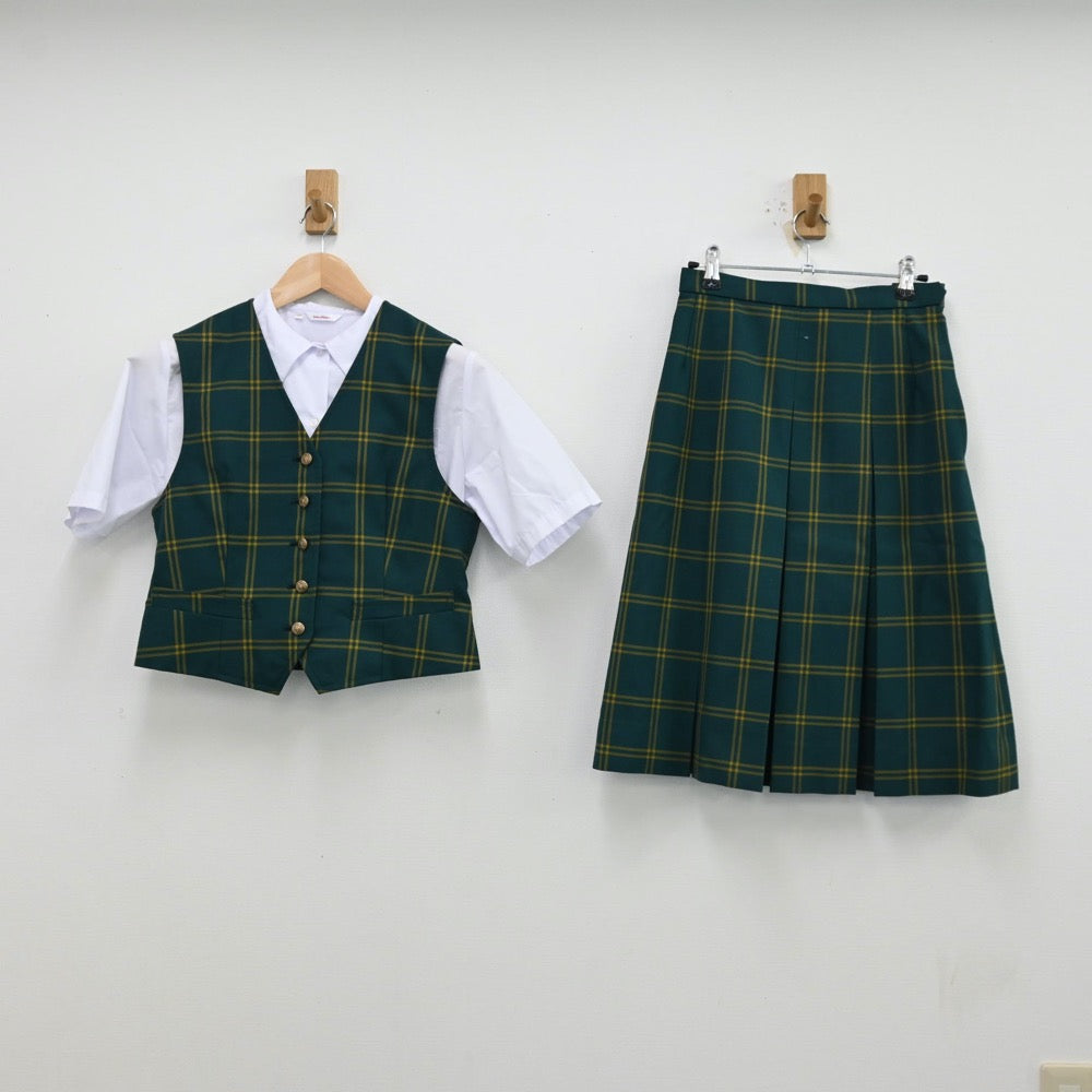 【中古】兵庫県 西宮市立上ヶ原中学校 女子制服 3点（シャツ・ベスト・スカート）sf012341