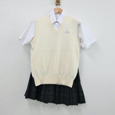 【中古】埼玉県 埼玉県立川口高等学校 女子制服 3点（シャツ・ニットベスト・スカート）sf012346