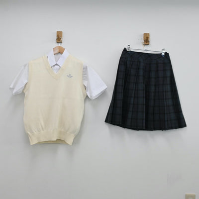 【中古】埼玉県 埼玉県立川口高等学校 女子制服 3点（シャツ・ニットベスト・スカート）sf012346