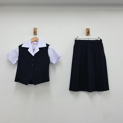 【中古】兵庫県 姫路西高等学校 女子制服 3点（シャツ・ベスト・スカート）sf012373