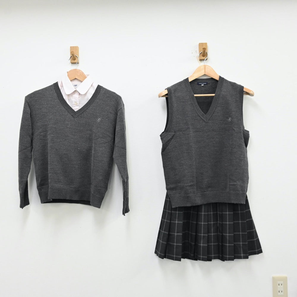 【中古】茨城県 私立大成女子高等学校 女子制服 5点（ブレザー・シャツ・ニット・ニットベスト・スカート）sf012382