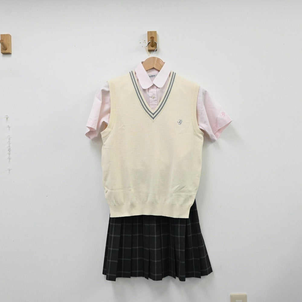 【中古】茨城県 私立大成女子高等学校 女子制服 5点（シャツ・ニットベスト・ニットベスト・スカート）sf012383