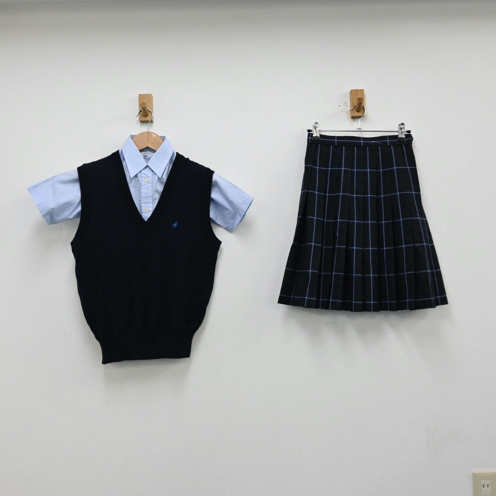 【中古】茨城県 私立水戸葵陵高等学校 女子制服 3点（シャツ・ニットベスト・スカート）sf012391